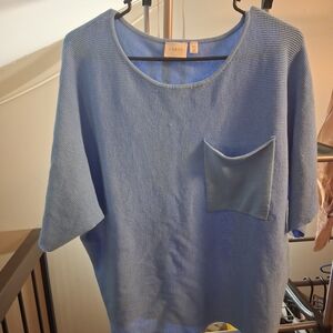 Cyrus Blue Knit Top with Pocket